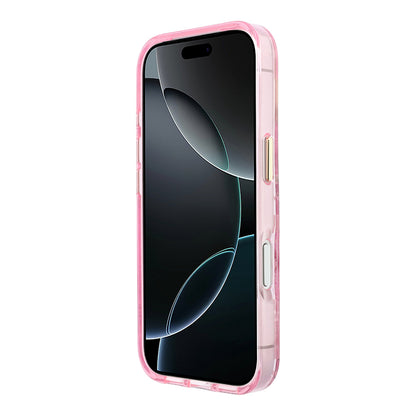iPhone 18 Pro Kılıf Guess Orijinal Lisanslı M-safe Şarj Özellikli Gül Desenli Simli Yazı Logolu Kılıf