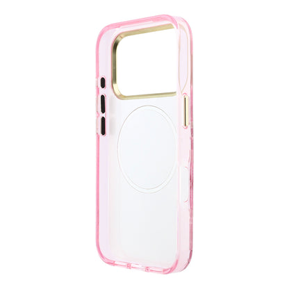 iPhone 18 Pro Kılıf Guess Orijinal Lisanslı M-safe Şarj Özellikli Gül Desenli Simli Yazı Logolu Kılıf