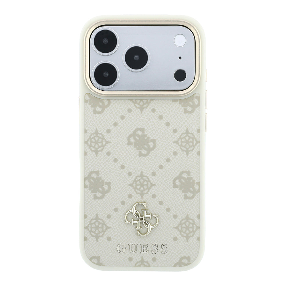 iPhone 18 Pro Kılıf Guess Orijinal Lisanslı M-safe Şarj Özellikli Klasik Yazı ve 4G Logolu PU Deri Peony Kılıf