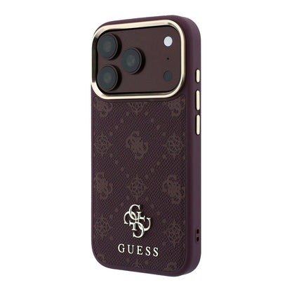 iPhone 18 Pro Kılıf Guess Orijinal Lisanslı M-safe Şarj Özellikli Klasik Yazı ve 4G Logolu PU Deri Peony Kılıf