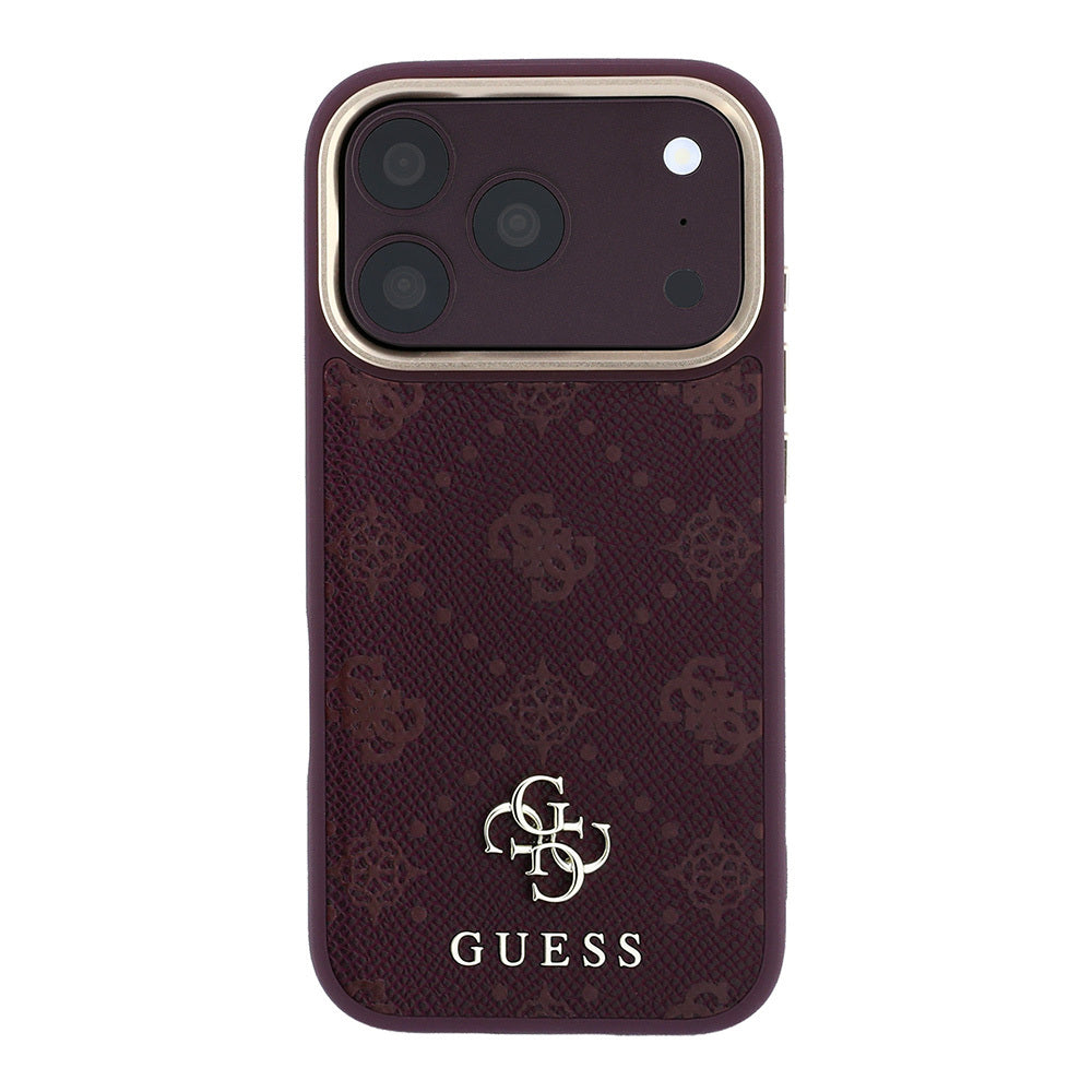 iPhone 18 Pro Kılıf Guess Orijinal Lisanslı M-safe Şarj Özellikli Klasik Yazı ve 4G Logolu PU Deri Peony Kılıf