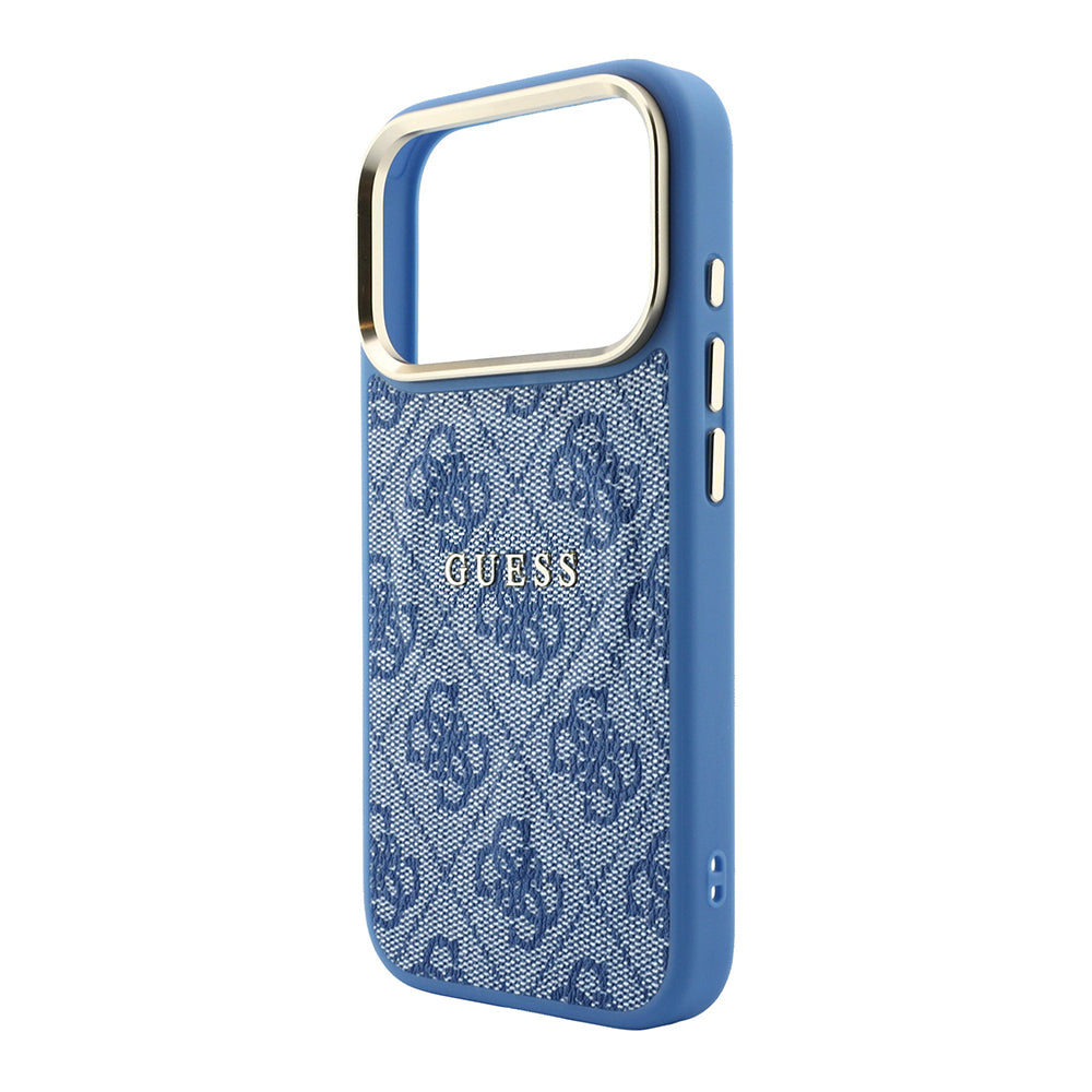 iPhone 18 Pro Kılıf Guess Orijinal Lisanslı M-safe Şarj Özellikli Metal Kamera Çerçeveli C-Magnet 4G Desenli Yazı Logolu Kılıf