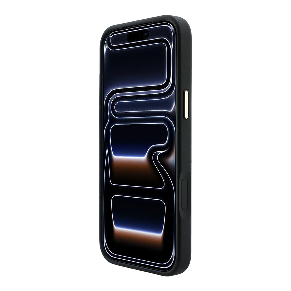 iPhone 18 Pro Kılıf Guess Orijinal Lisanslı M-safe Şarj Özellikli Metal Kamera Çerçeveli C-Magnet 4G Desenli Yazı Logolu Kılıf