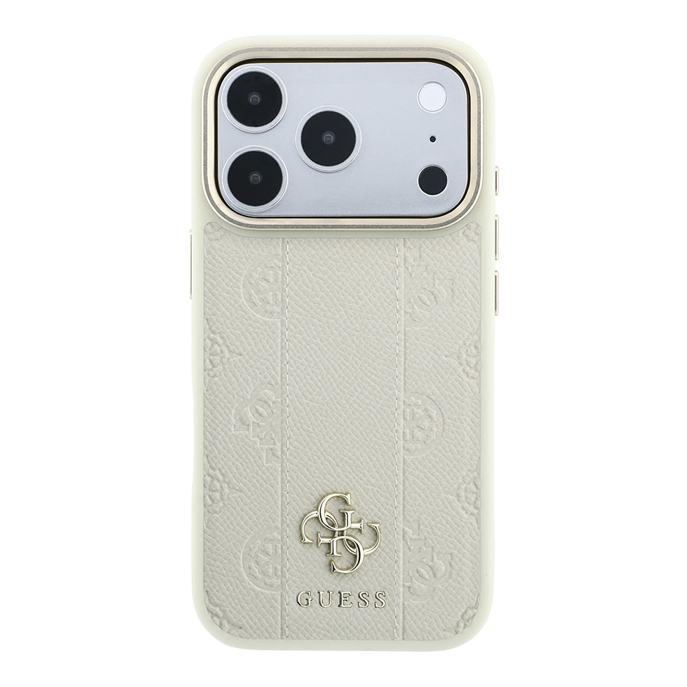 iPhone 18 Pro Kılıf Guess Orijinal Lisanslı M-safe Şarj Özellikli Şeritli Peony 4G ve Yazı Logolu Kılıf