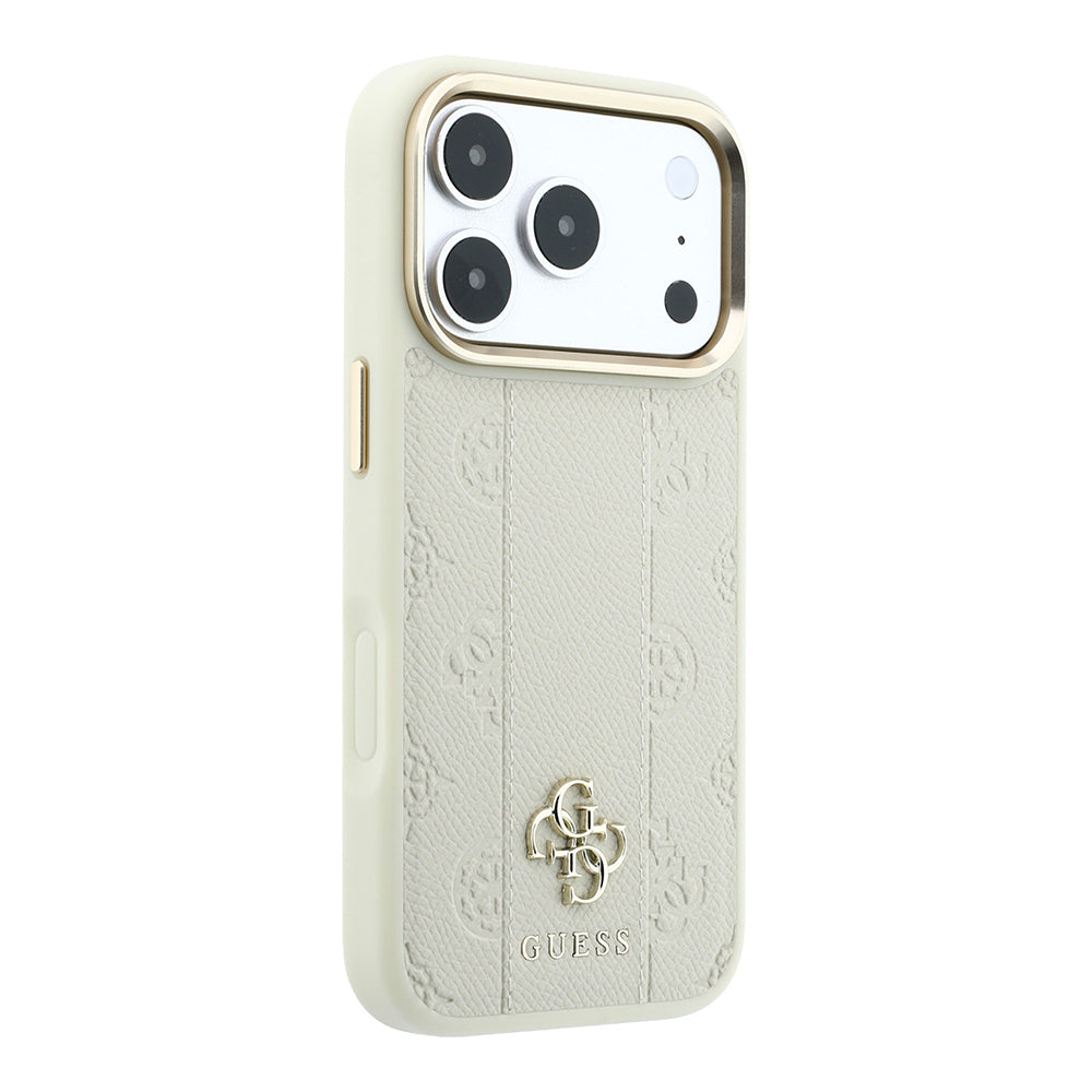 iPhone 18 Pro Kılıf Guess Orijinal Lisanslı M-safe Şarj Özellikli Şeritli Peony 4G ve Yazı Logolu Kılıf