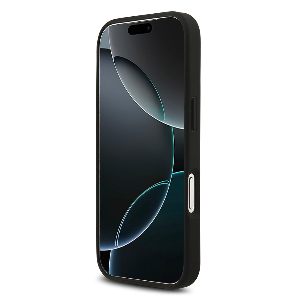 iPhone 18 Pro Kılıf Guess Orijinal Lisanslı M-safe Şarj Özllikli PU Deri Taşlı Üçgen Logo 4G Desenli Strass Kılıf