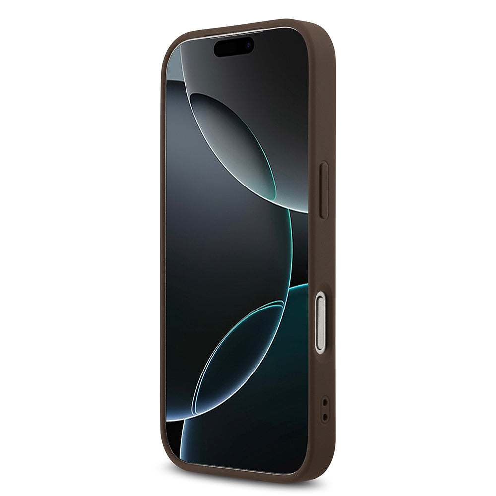 iPhone 18 Pro Kılıf Guess Orijinal Lisanslı M-safe Şarj Özllikli PU Deri Taşlı Üçgen Logo 4G Desenli Strass Kılıf
