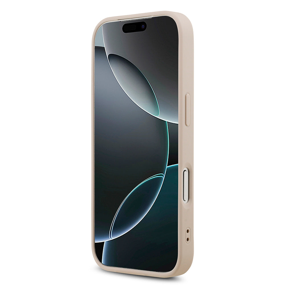 iPhone 18 Pro Kılıf Guess Orijinal Lisanslı M-safe Şarj Özllikli PU Deri Taşlı Üçgen Logo 4G Desenli Strass Kılıf