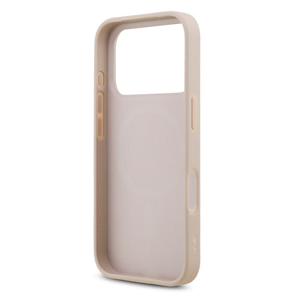 iPhone 18 Pro Kılıf Guess Orijinal Lisanslı M-safe Şarj Özllikli PU Deri Taşlı Üçgen Logo 4G Desenli Strass Kılıf