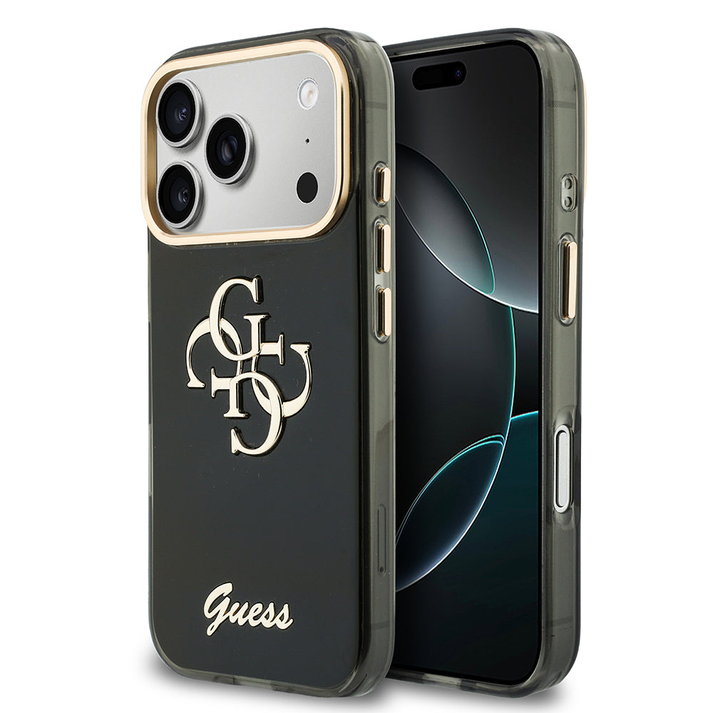 iPhone 18 Pro Kılıf Guess Orijinal Lisanslı Yazı ve 4G Büyük Metal Logolu Silikon Kılıf