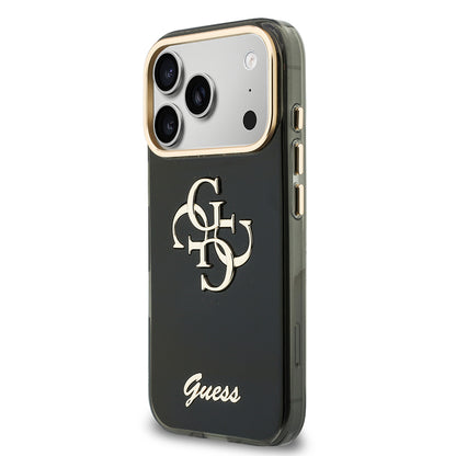 iPhone 18 Pro Kılıf Guess Orijinal Lisanslı Yazı ve 4G Büyük Metal Logolu Silikon Kılıf