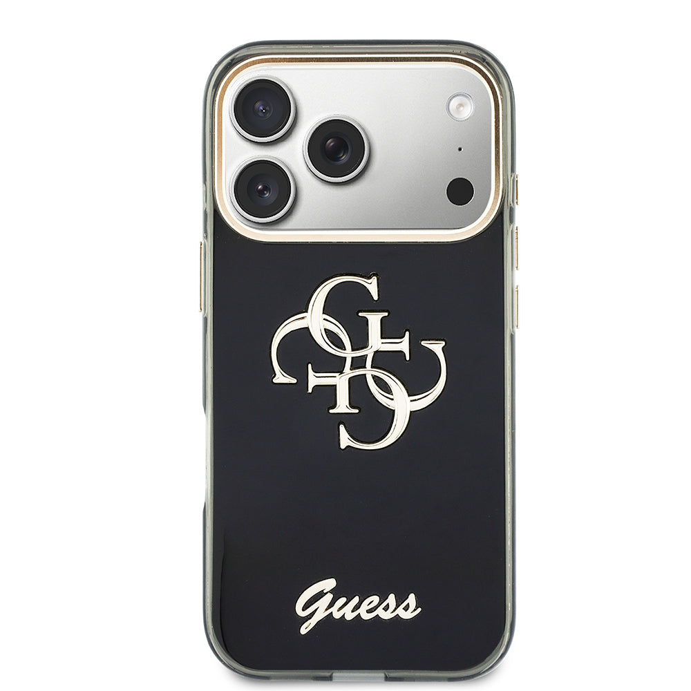 iPhone 18 Pro Kılıf Guess Orijinal Lisanslı Yazı ve 4G Büyük Metal Logolu Silikon Kılıf