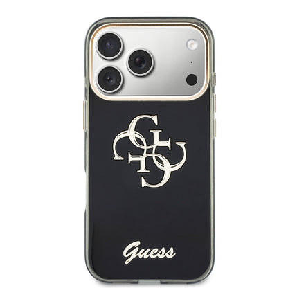 iPhone 18 Pro Kılıf Guess Orijinal Lisanslı Yazı ve 4G Büyük Metal Logolu Silikon Kılıf