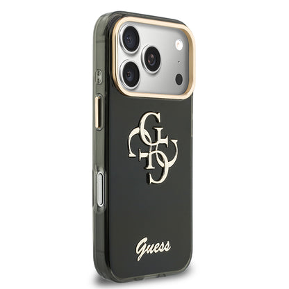 iPhone 18 Pro Kılıf Guess Orijinal Lisanslı Yazı ve 4G Büyük Metal Logolu Silikon Kılıf