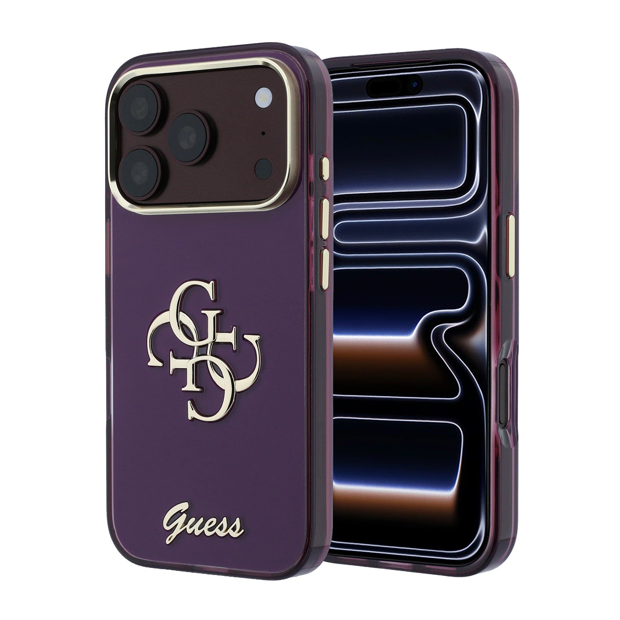 iPhone 18 Pro Kılıf Guess Orijinal Lisanslı Yazı ve 4G Büyük Metal Logolu Silikon Kılıf