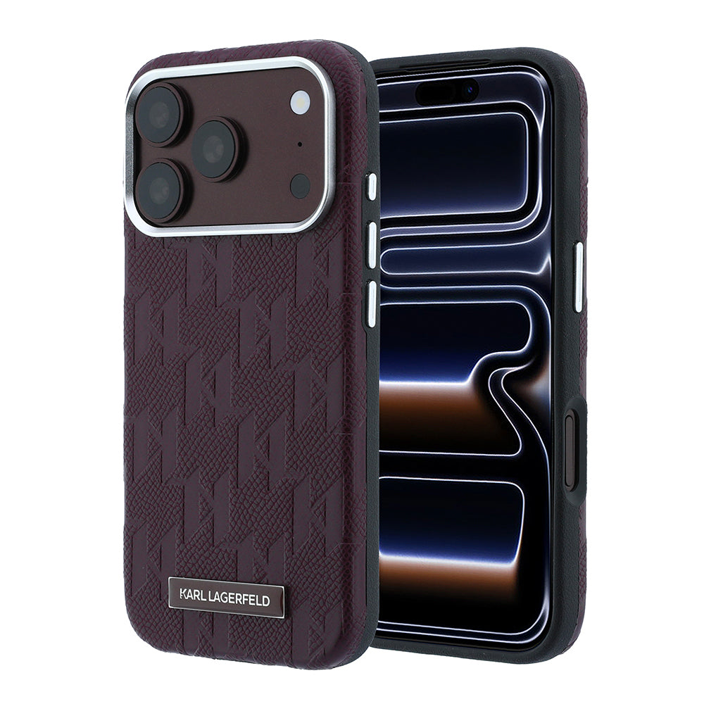 iPhone 18 Pro Kılıf Karl Lagerfeld Orijinal Lisanslı M-safe Şarj Özellikli KL Yazılı Hot Stamp Kılıf