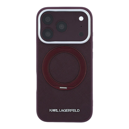 iPhone 18 Pro Kılıf Karl Lagerfeld Orijinal Lisanslı M-Safe Şarj Özellikli Metal Logolu PU Saffiano 360 Derece Dönebilen Standlı Kılıf