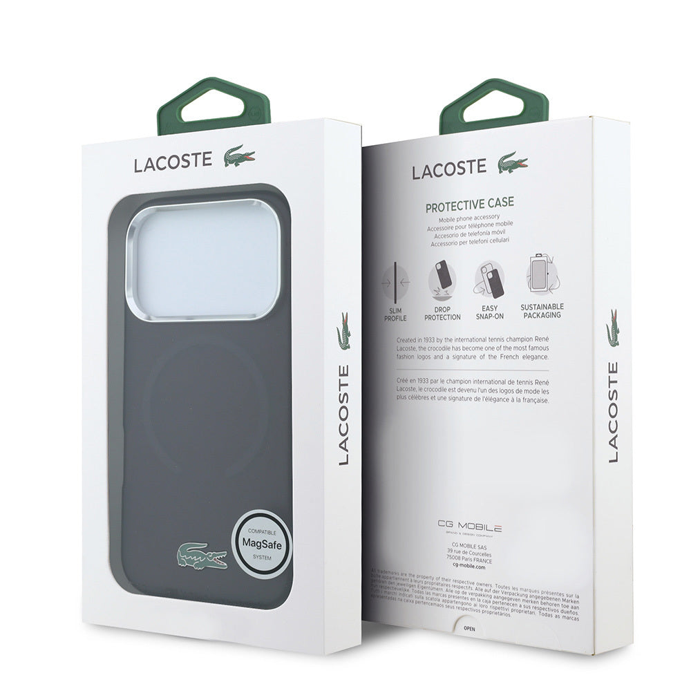 iPhone 18 Pro Kılıf Lacoste Orijinal Lisanslı M-safe Şarj Özellikli Lake Timsah Logolu IML Frosted Kılıf