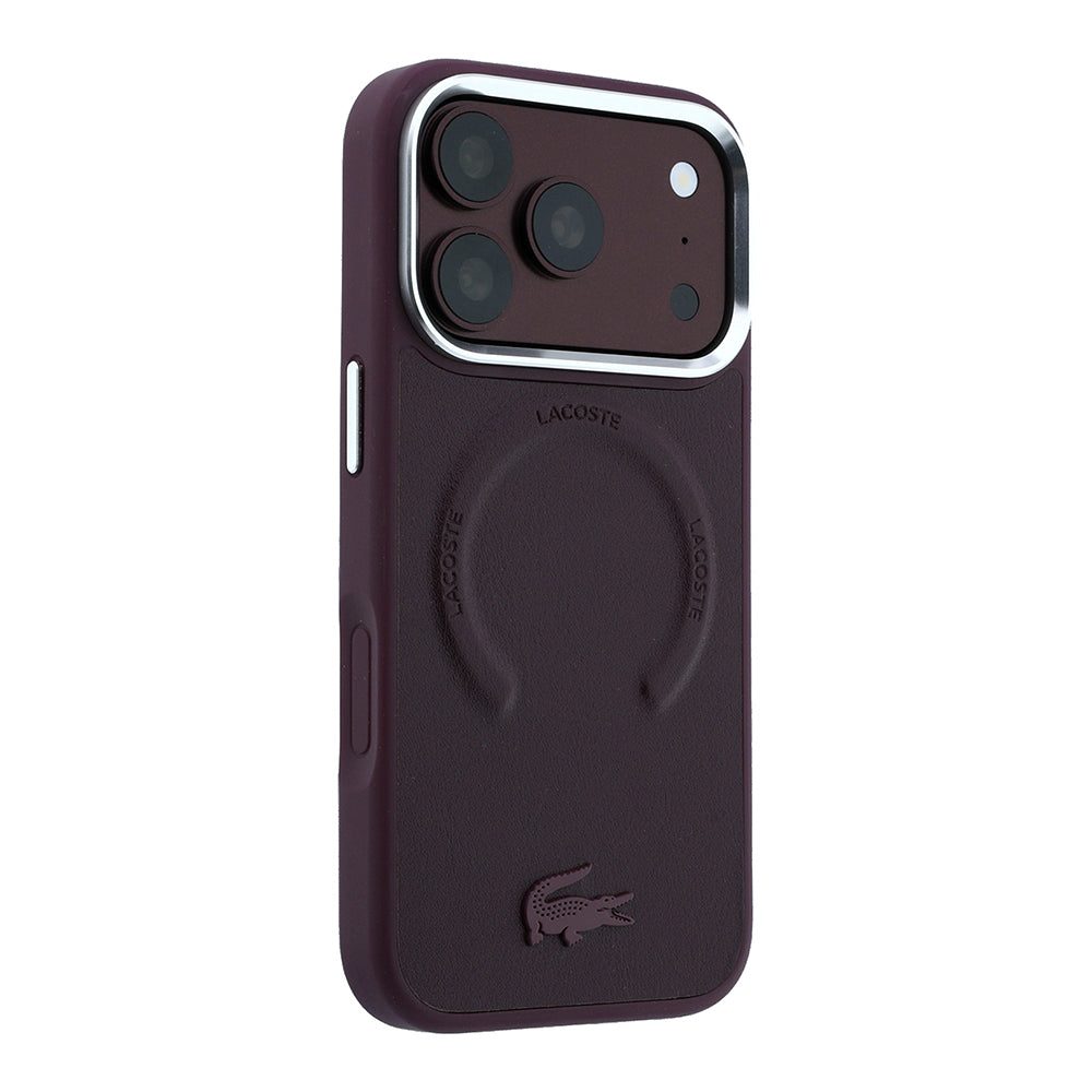 iPhone 18 Pro Kılıf Lacoste Orijinal Lisanslı M-safe Şarj Özellikli Lenglen Icon Metal Logolu Kılıf