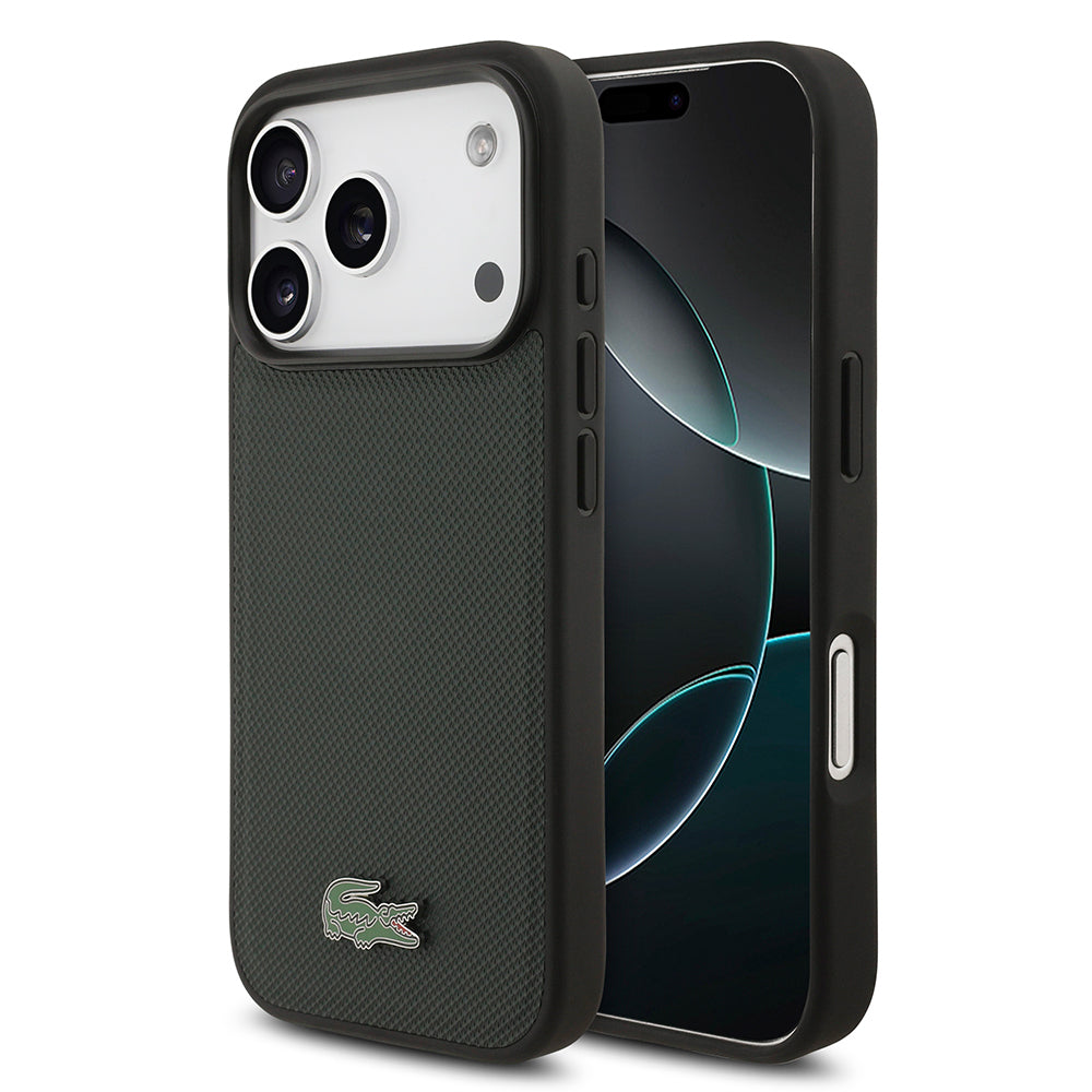 iPhone 18 Pro Kılıf Lacoste Orijinal Lisanslı M-safe Şarj Özellikli PU Pike Desenli Metal Logolu Kılıf