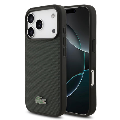 iPhone 18 Pro Kılıf Lacoste Orijinal Lisanslı M-safe Şarj Özellikli PU Pike Desenli Metal Logolu Kılıf