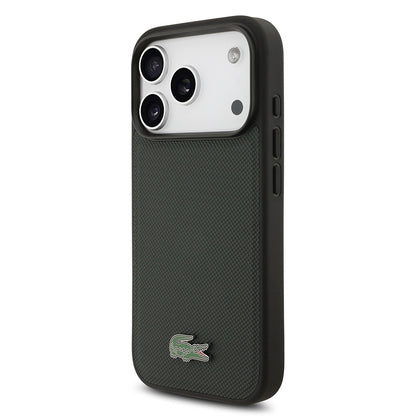 iPhone 18 Pro Kılıf Lacoste Orijinal Lisanslı M-safe Şarj Özellikli PU Pike Desenli Metal Logolu Kılıf