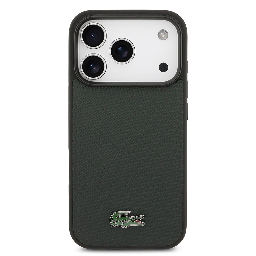 iPhone 18 Pro Kılıf Lacoste Orijinal Lisanslı M-safe Şarj Özellikli PU Pike Desenli Metal Logolu Kılıf
