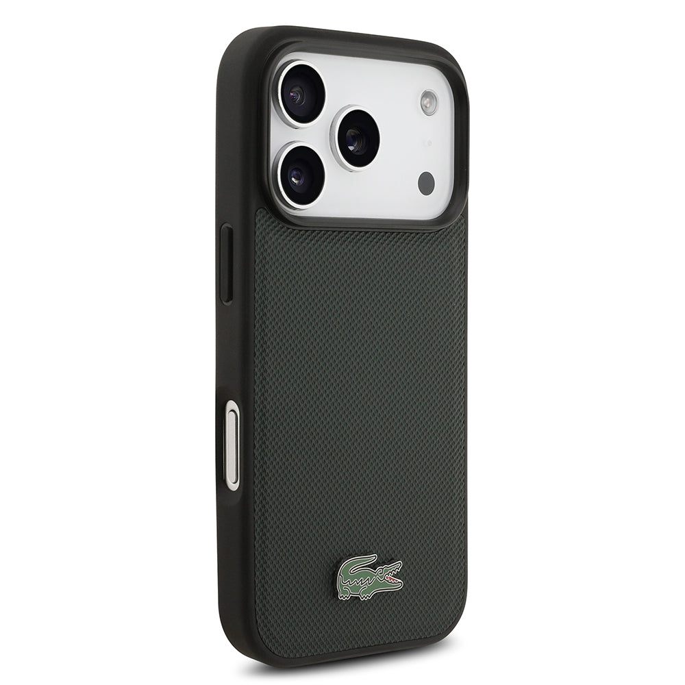 iPhone 18 Pro Kılıf Lacoste Orijinal Lisanslı M-safe Şarj Özellikli PU Pike Desenli Metal Logolu Kılıf