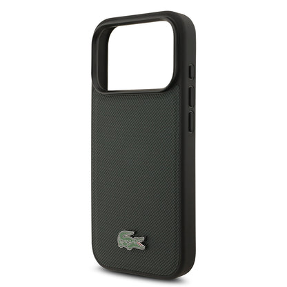 iPhone 18 Pro Kılıf Lacoste Orijinal Lisanslı M-safe Şarj Özellikli PU Pike Desenli Metal Logolu Kılıf
