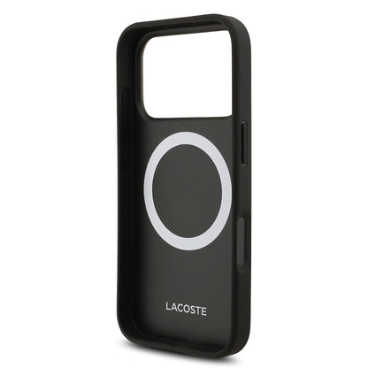 iPhone 18 Pro Kılıf Lacoste Orijinal Lisanslı M-safe Şarj Özellikli PU Pike Desenli Metal Logolu Kılıf