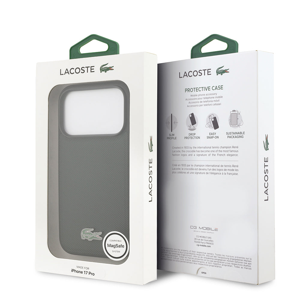 iPhone 18 Pro Kılıf Lacoste Orijinal Lisanslı M-safe Şarj Özellikli PU Pike Desenli Metal Logolu Kılıf