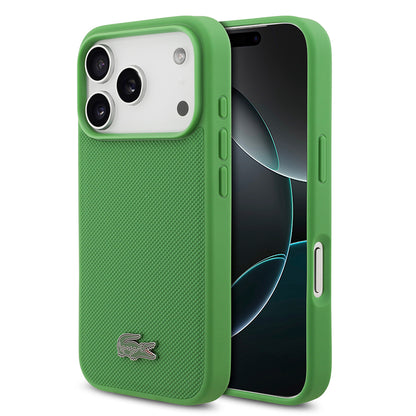 iPhone 18 Pro Kılıf Lacoste Orijinal Lisanslı M-safe Şarj Özellikli PU Pike Desenli Metal Logolu Kılıf