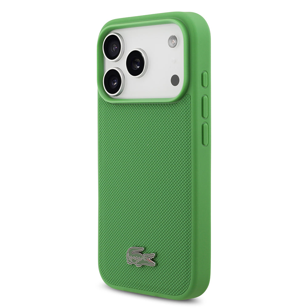 iPhone 18 Pro Kılıf Lacoste Orijinal Lisanslı M-safe Şarj Özellikli PU Pike Desenli Metal Logolu Kılıf