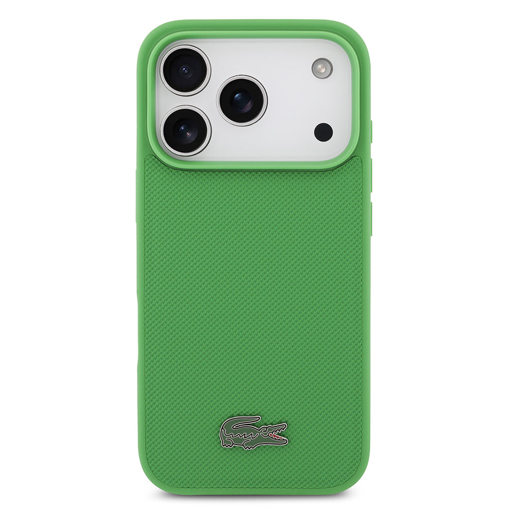 iPhone 18 Pro Kılıf Lacoste Orijinal Lisanslı M-safe Şarj Özellikli PU Pike Desenli Metal Logolu Kılıf