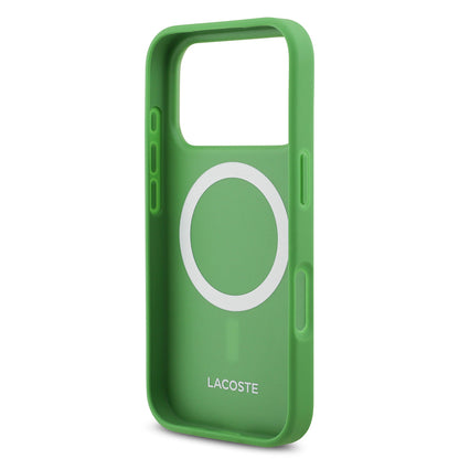 iPhone 18 Pro Kılıf Lacoste Orijinal Lisanslı M-safe Şarj Özellikli PU Pike Desenli Metal Logolu Kılıf