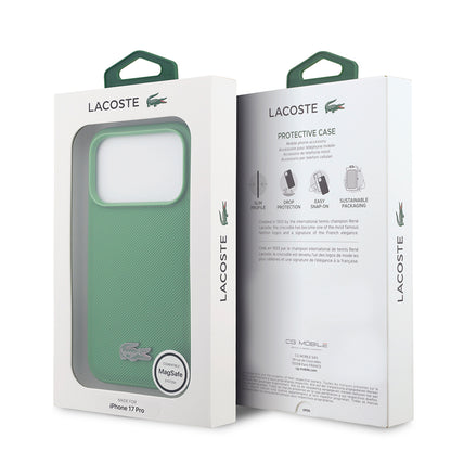 iPhone 18 Pro Kılıf Lacoste Orijinal Lisanslı M-safe Şarj Özellikli PU Pike Desenli Metal Logolu Kılıf