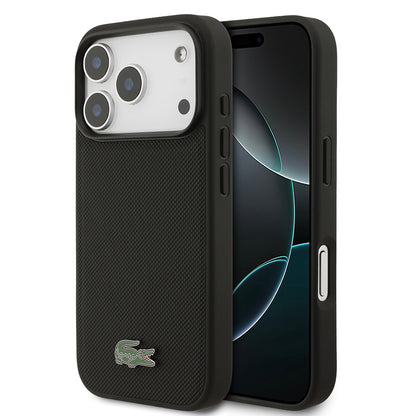 iPhone 18 Pro Kılıf Lacoste Orijinal Lisanslı M-safe Şarj Özellikli PU Pike Desenli Metal Logolu Kılıf