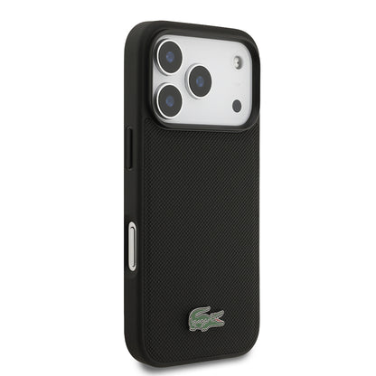 iPhone 18 Pro Kılıf Lacoste Orijinal Lisanslı M-safe Şarj Özellikli PU Pike Desenli Metal Logolu Kılıf