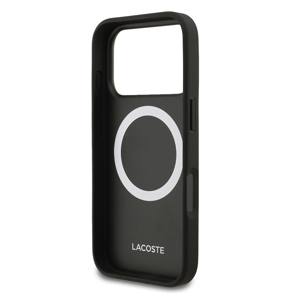 iPhone 18 Pro Kılıf Lacoste Orijinal Lisanslı M-safe Şarj Özellikli PU Pike Desenli Metal Logolu Kılıf