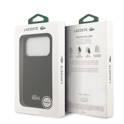 iPhone 18 Pro Kılıf Lacoste Orijinal Lisanslı M-safe Şarj Özellikli PU Pike Desenli Metal Logolu Kılıf