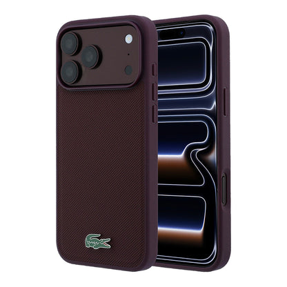 iPhone 18 Pro Kılıf Lacoste Orijinal Lisanslı M-safe Şarj Özellikli PU Pike Desenli Metal Logolu Kılıf
