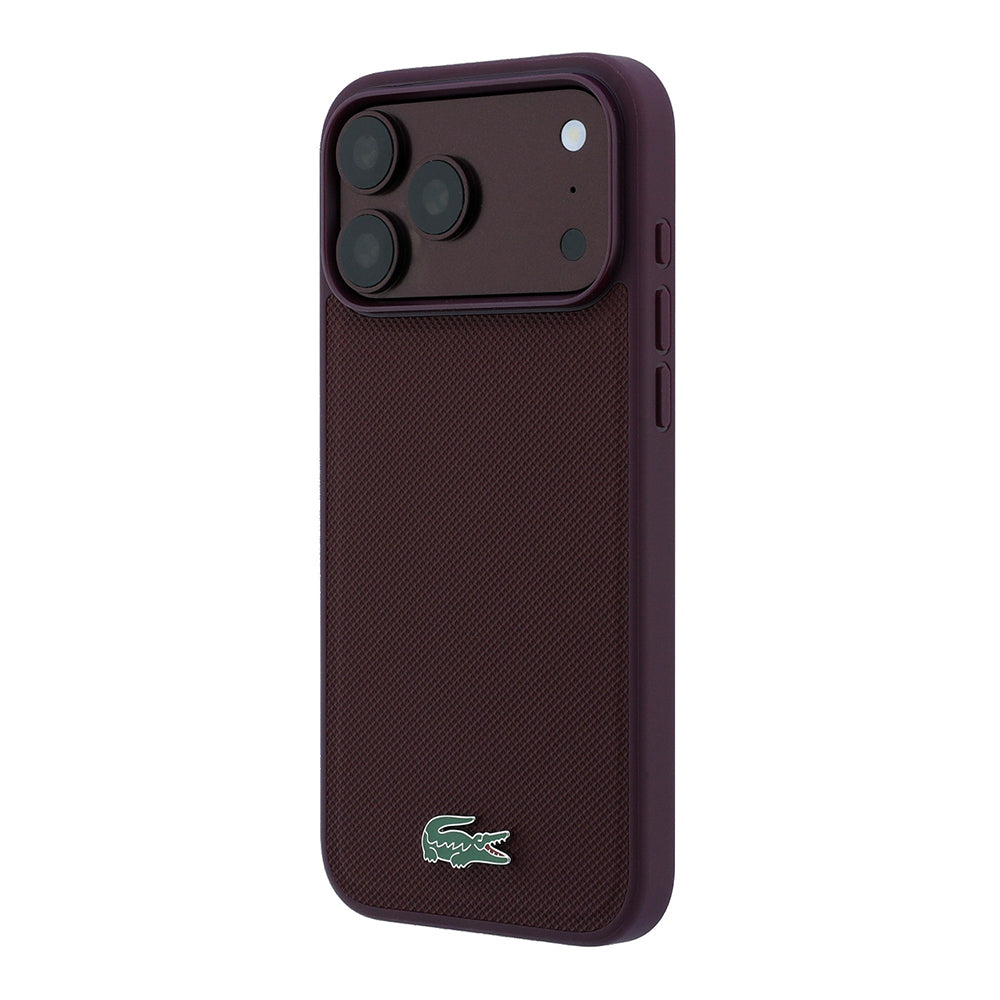 iPhone 18 Pro Kılıf Lacoste Orijinal Lisanslı M-safe Şarj Özellikli PU Pike Desenli Metal Logolu Kılıf