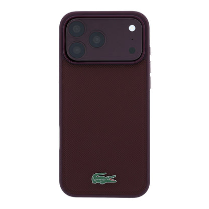 iPhone 18 Pro Kılıf Lacoste Orijinal Lisanslı M-safe Şarj Özellikli PU Pike Desenli Metal Logolu Kılıf