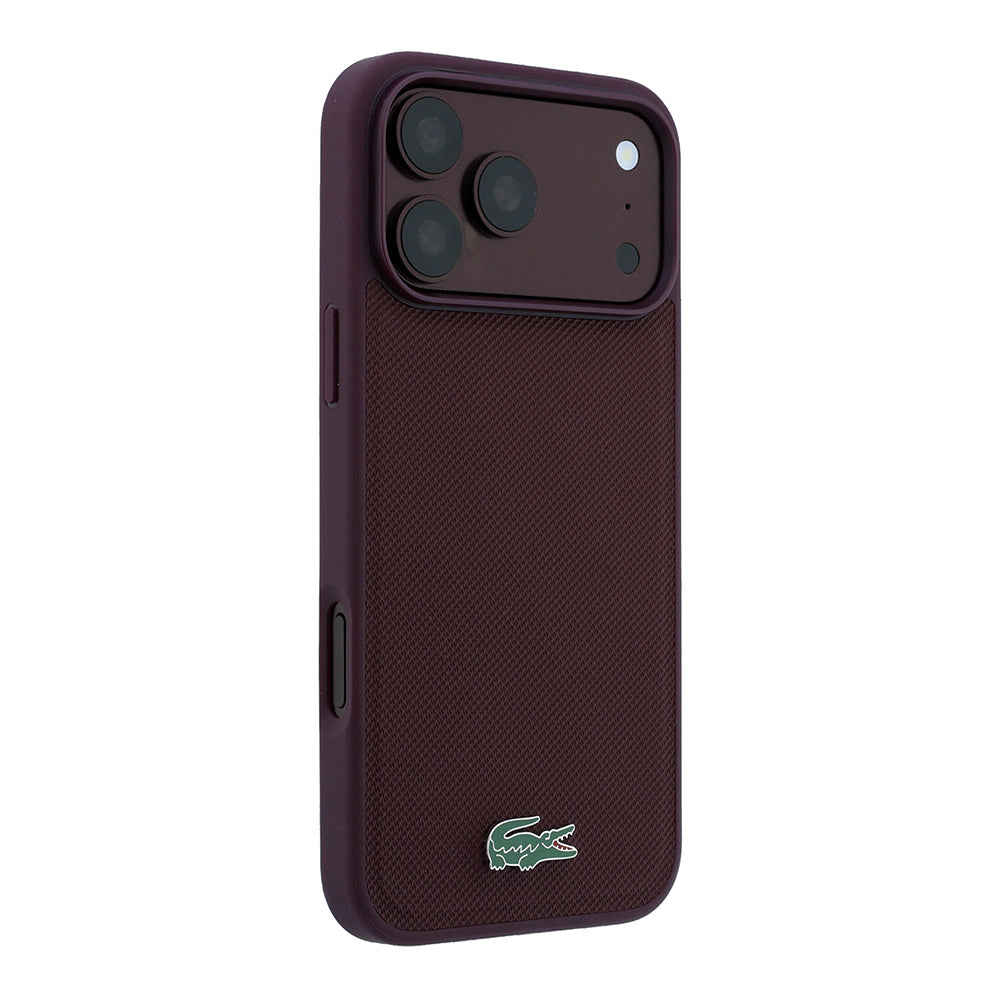 iPhone 18 Pro Kılıf Lacoste Orijinal Lisanslı M-safe Şarj Özellikli PU Pike Desenli Metal Logolu Kılıf