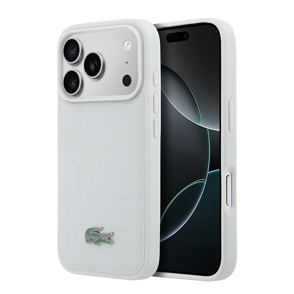 iPhone 18 Pro Kılıf Lacoste Orijinal Lisanslı M-safe Şarj Özellikli PU Pike Desenli Metal Logolu Kılıf