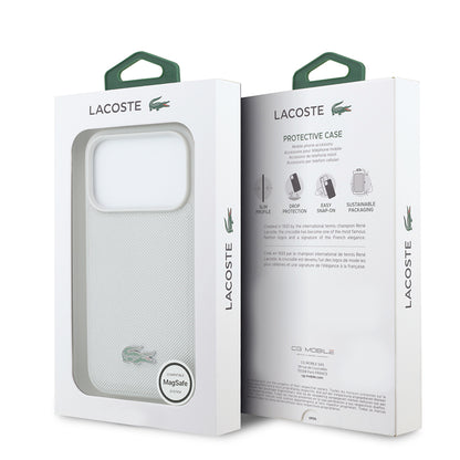 iPhone 18 Pro Kılıf Lacoste Orijinal Lisanslı M-safe Şarj Özellikli PU Pike Desenli Metal Logolu Kılıf