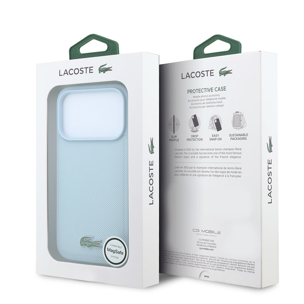 iPhone 18 Pro Kılıf Lacoste Orijinal Lisanslı M-safe Şarj Özellikli PU Pike Desenli Metal Logolu Kılıf