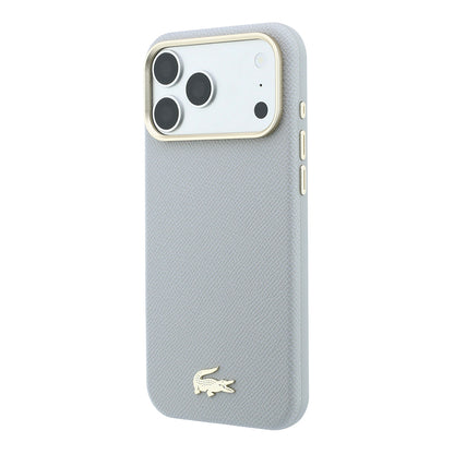 iPhone 18 Pro Kılıf Lacoste Orijinal Lisanslı M-Safe Şarj Özellikli PVC Yarı Pike Desenli Arka Yüzey İkonik Timsah Dokuma Logolu Kılıf