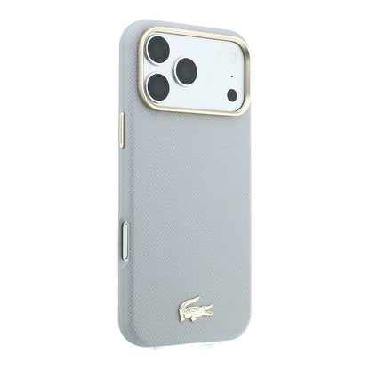 iPhone 18 Pro Kılıf Lacoste Orijinal Lisanslı M-Safe Şarj Özellikli PVC Yarı Pike Desenli Arka Yüzey İkonik Timsah Dokuma Logolu Kılıf