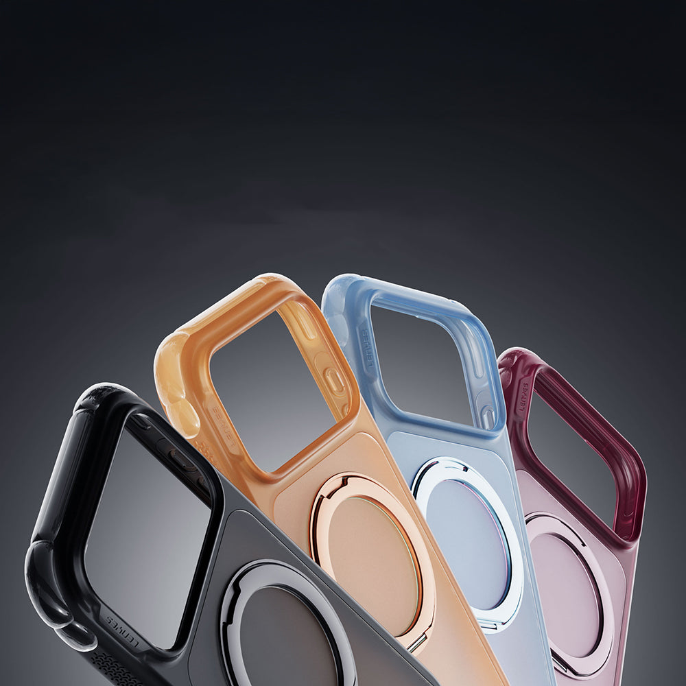 iPhone 18 Pro Kılıf Lenyes Air Bumper Serisi M-safe Şarj Özellikli Airbag Tasarımlı Standlı Kılıf